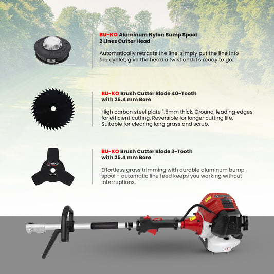 Grade 52cc Petrol Garden Multi Tool, 1 Pole, Toolbag, Strimmer, Hedge Trimmer, Pruner, Brush Cutter